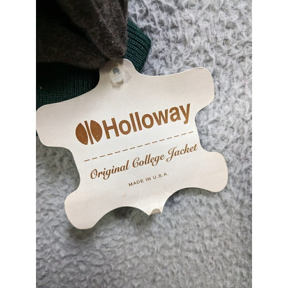 Vintage Holloway College Jacket Large Letterman Varsity Wool Leather Green Brown - Picture 5 of 16